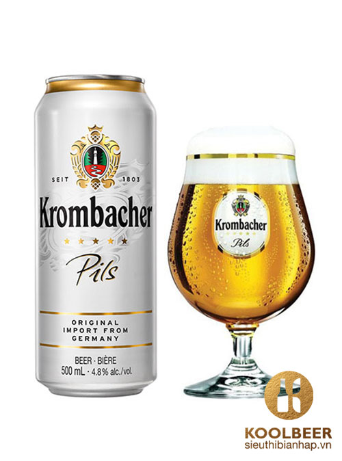 Bia Krombacher Pils 4.8% - Lon 500ml - Bia Đức Nhập Khẩu TPHCM